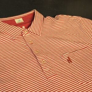 johnnie-O Crimson and White Striped Polo